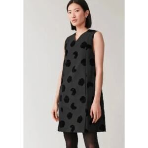 COS Black Sleeveless Shift Dress Flocked Floral NWT Size 6